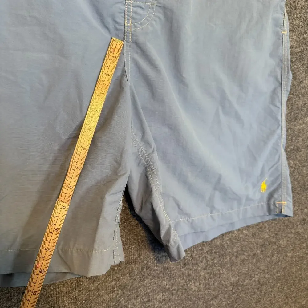 Polo Ralph Lauren‎ Board Shorts Mens XL Blue Yellow Cargo Mesh Lined Swim Trunks